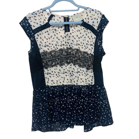 Anthologie Maeve Summer Ditsy Floral Blue Cream Lightweight Top Size Small - Picture 1 of 6